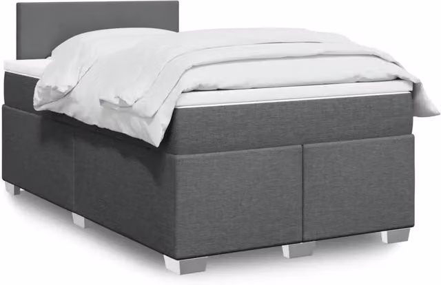 Giroletto a Molle con Materasso Grigio Scuro 120x200 cm Tessuto 3285849