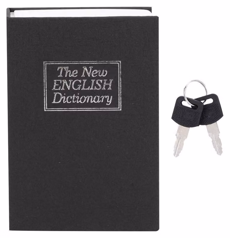 Inovra - Mini cassaforte a libro - Scatola di sicurezza - Serratura in metallo - Acciaio inossidabile - Resistente - Rinforzata con chiavi - Contenitore di stoccaggio