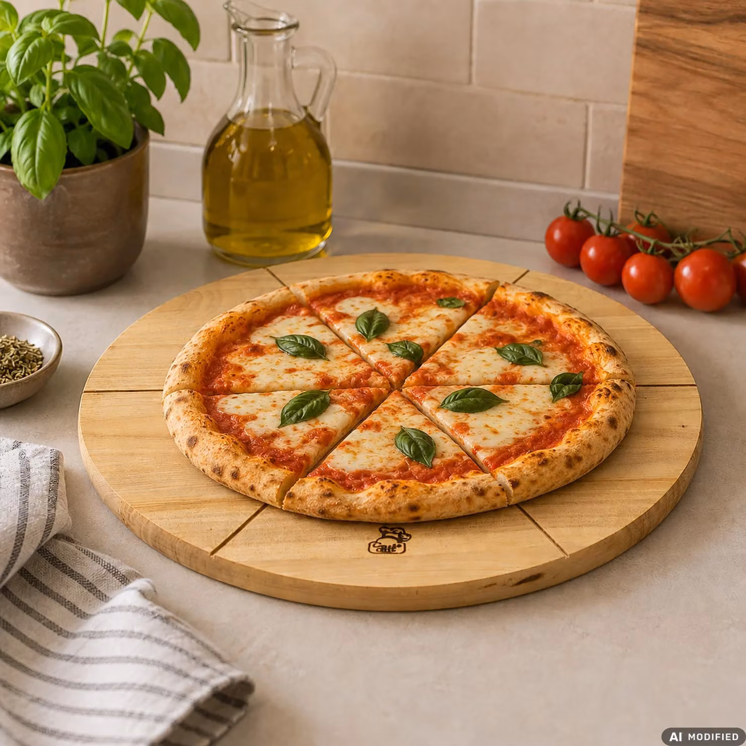 GUSTO CASA Tagliere girevole rotondo in legno marrone Diametro: 35 cm – 2