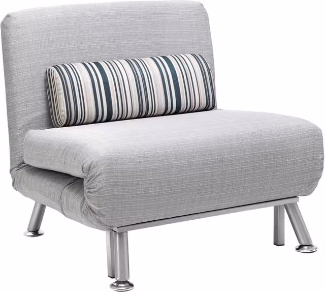 EasyComfort Poltrona Letto Singolo 3 in 1 con Schienale Reclinabile su 5 Livelli, Cuscino Imbottito e Materasso, Divano Letto Singolo Pieghevole per Soggiorno, in Acciaio e Lino, 75x70x75cm, Grigio Chiaro