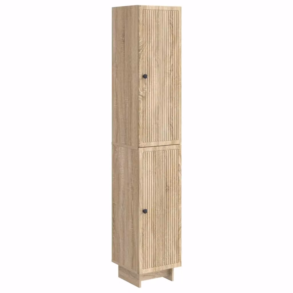 Set di 2 armadi moderni vidaXL in legno MDF marrone con illuminazione integrata da appendere alla parete – 2