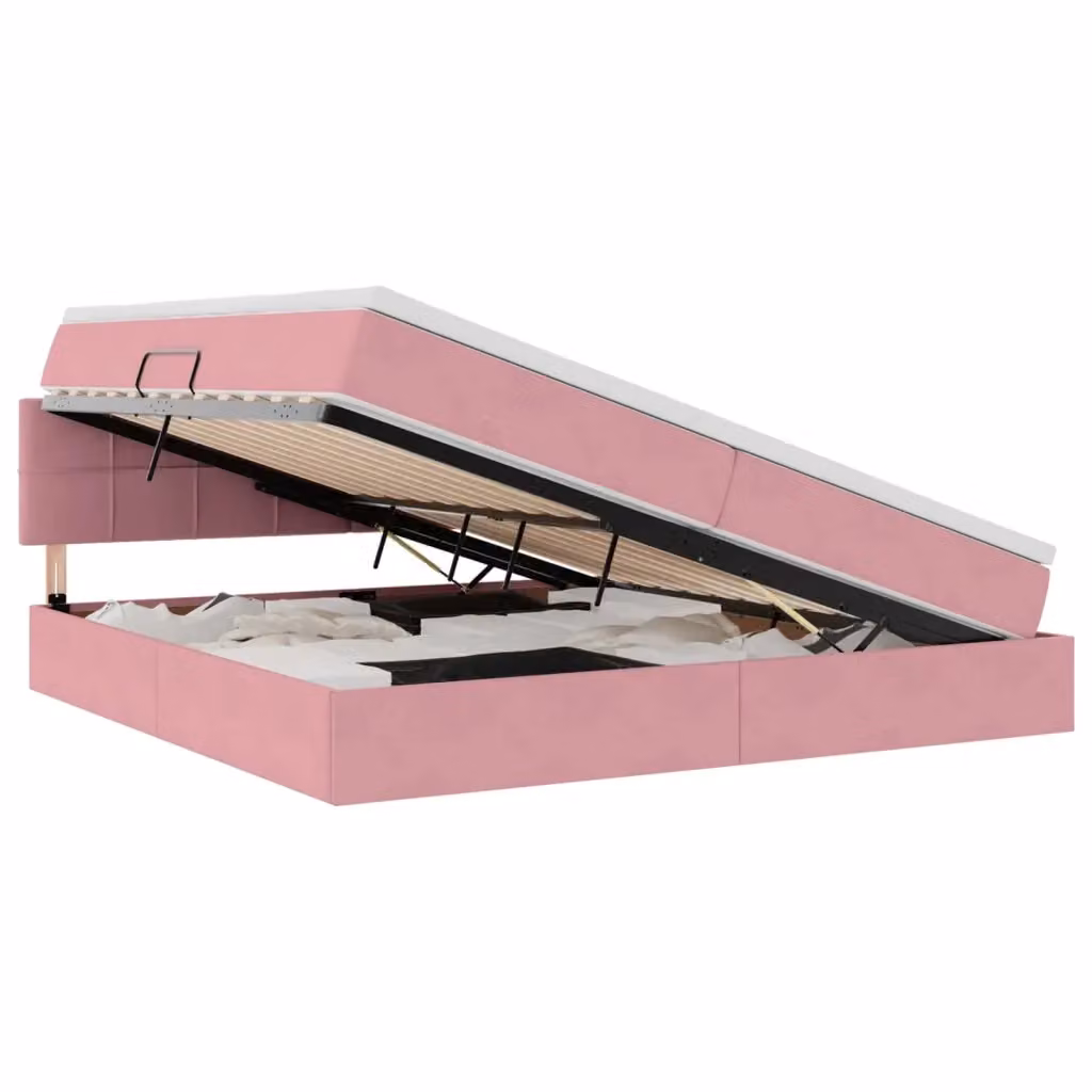 Letto con Contenitore e Testiera in Velluto Rosa vidaXL L/P: 200 x 200 cm, H: 204 cm – 2