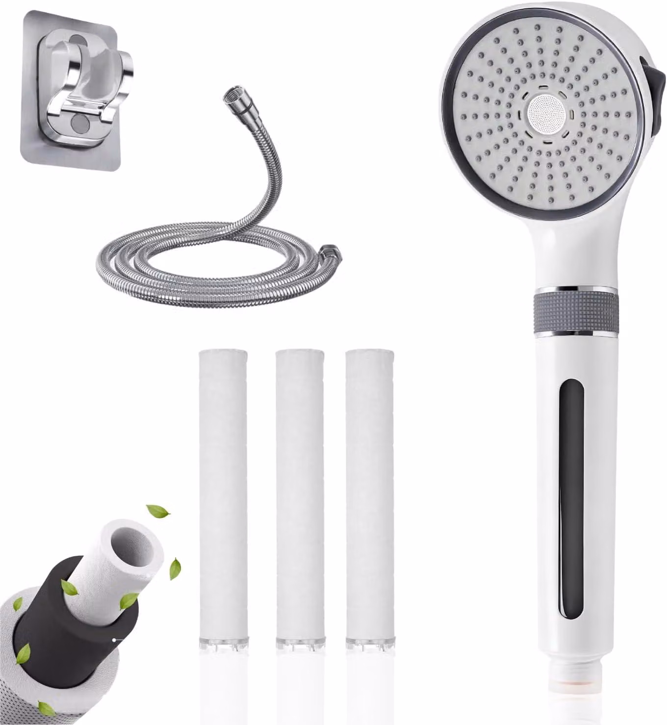 Doccia con filtro, 3 funzioni, tubo da 1,5 metri, supporto, per il bagno