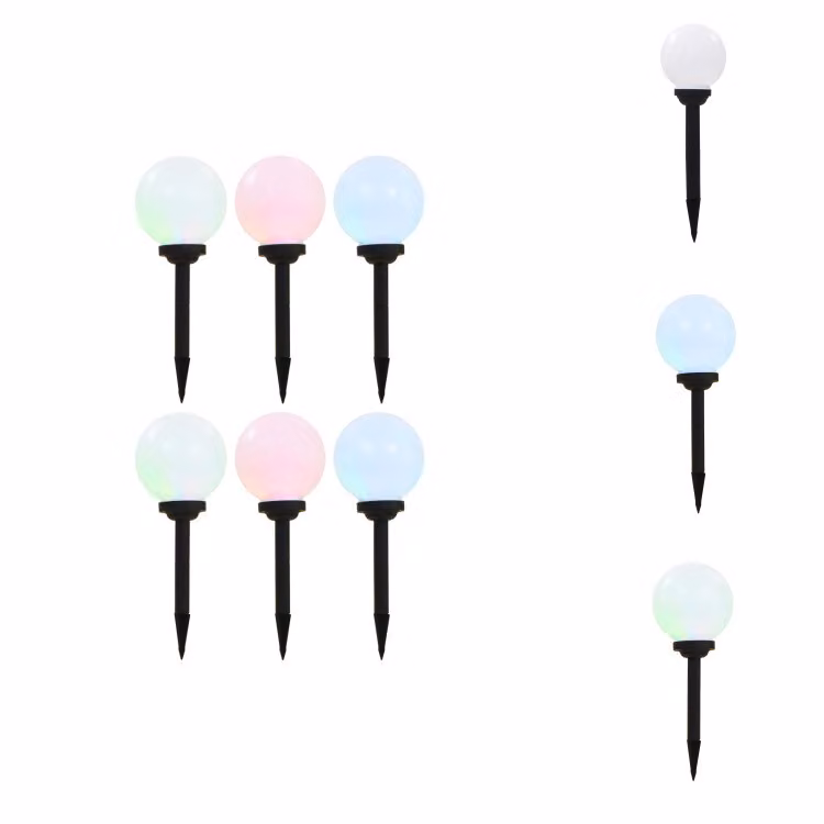 vidaXL Lampade solari da esterno 6 pz. Globo LED 20 cm RGB - Illuminazione esterna