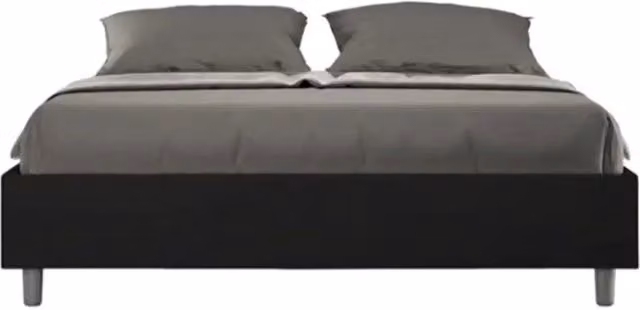 Letto matrimoniale con rete imbottito 160x190 similpelle nero Azelia