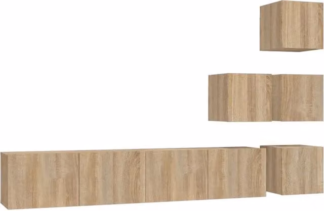 Set di 4 mobili TV a parete portaoggetti decorativo moderno 80 x 30 x 30 cm in legno multistrato rovere sonoma 02_0055204