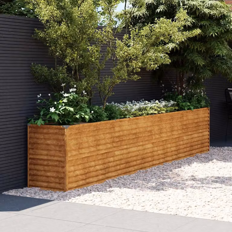 Letto rialzato da giardino vidaXL in acciaio Corten marrone L: 385 cm, P: 50 cm, H: 69 cm