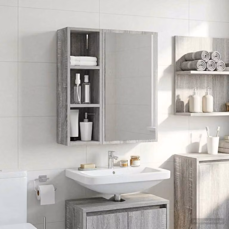 Armadio da bagno a muro vidaXL moderno in legno Sonoma grigio L/P/H: 20 x 16 x 62,5 cm