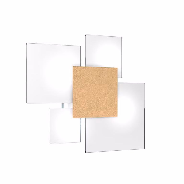 Plafoniera Contemporanea Upgrade Metallo Foglia Oro E Vetro 4 Luci E27 46Cm