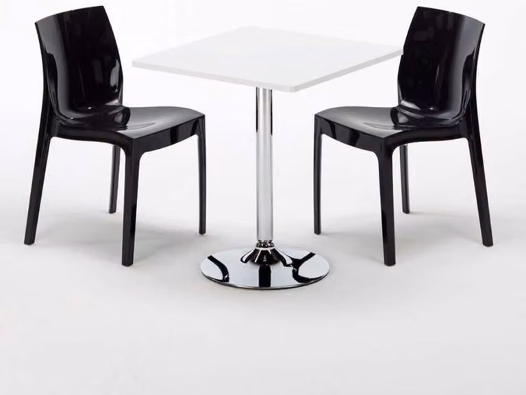 Tavolo quadrato bianco e 2 sedie Set di aste per interni in polipropilene colorato Grand Soleil Ice Cocktail - Nero