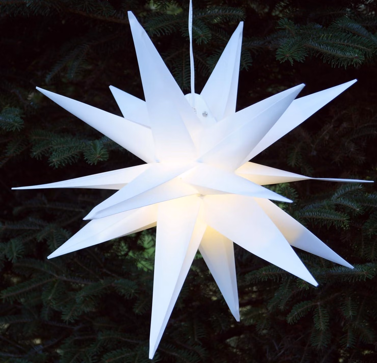 Stella a forma di stella a sette punte tridimensionale, con 18 punte, diametro 35 cm, con lampada a LED e cavo da 7 metri
