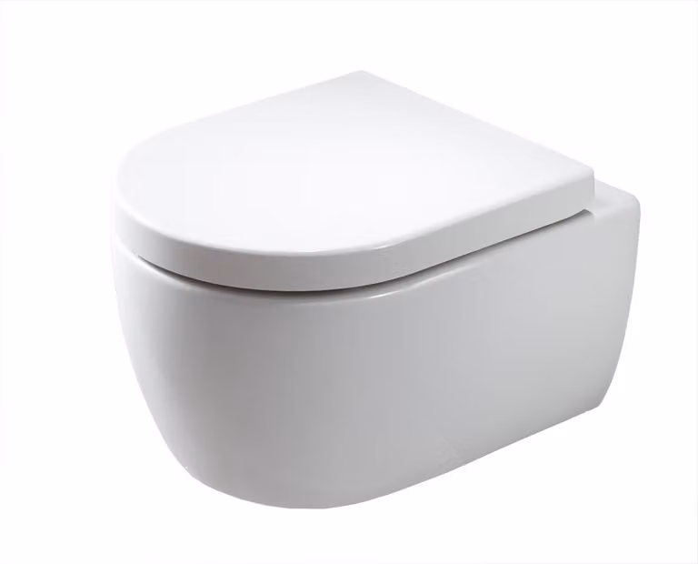 WC sospeso senza bordo di scarico NANO NT2039 - con sedile con chiusura ammortizzata - Bianco lucido, sedile con chiusura ammortizzata: ultrapiatto