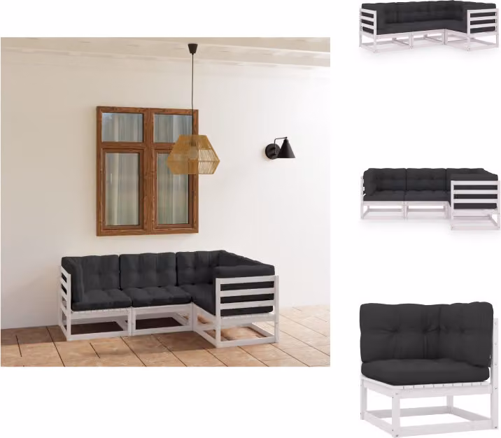 vidaXL Set da salotto da giardino 4 pezzi con cuscini in pino massiccio - Set di mobili da giardino