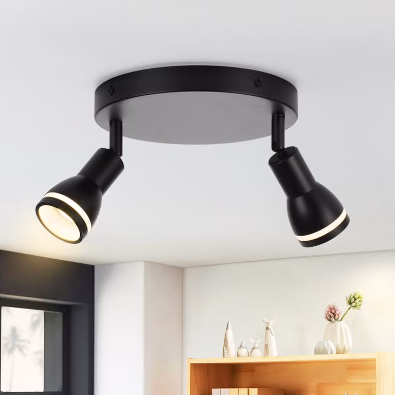 ZMH LED plafoniera nera faretto da soffitto 2 fiamme plafoniera GU10 faretto da parete orientabile per corridoio soggiorno cucina lampada da corridoio senza lampadina