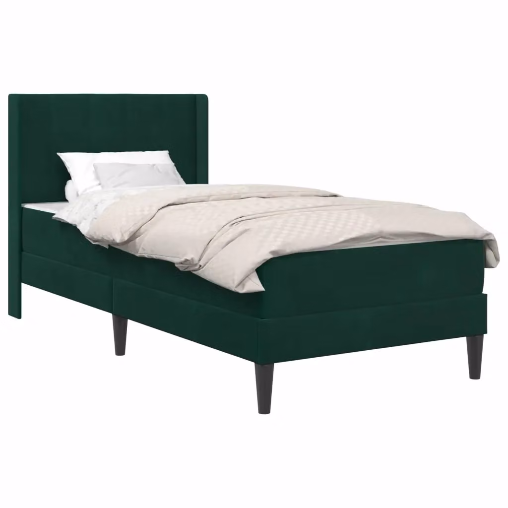 Struttura letto con materasso vidaXL in velluto verde scuro L/P/H: 190 x 90 x 94 cm – 2