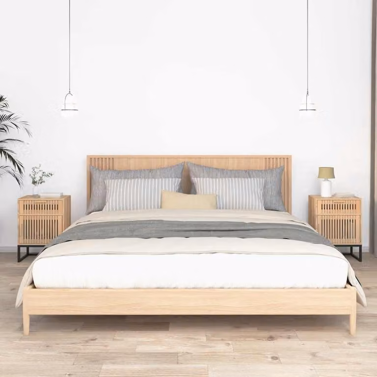 Set di 2 comodini vidaXL in stile scandinavo in legno e ferro, colore marrone, L 40 cm x P 30 cm x H 55,5 cm