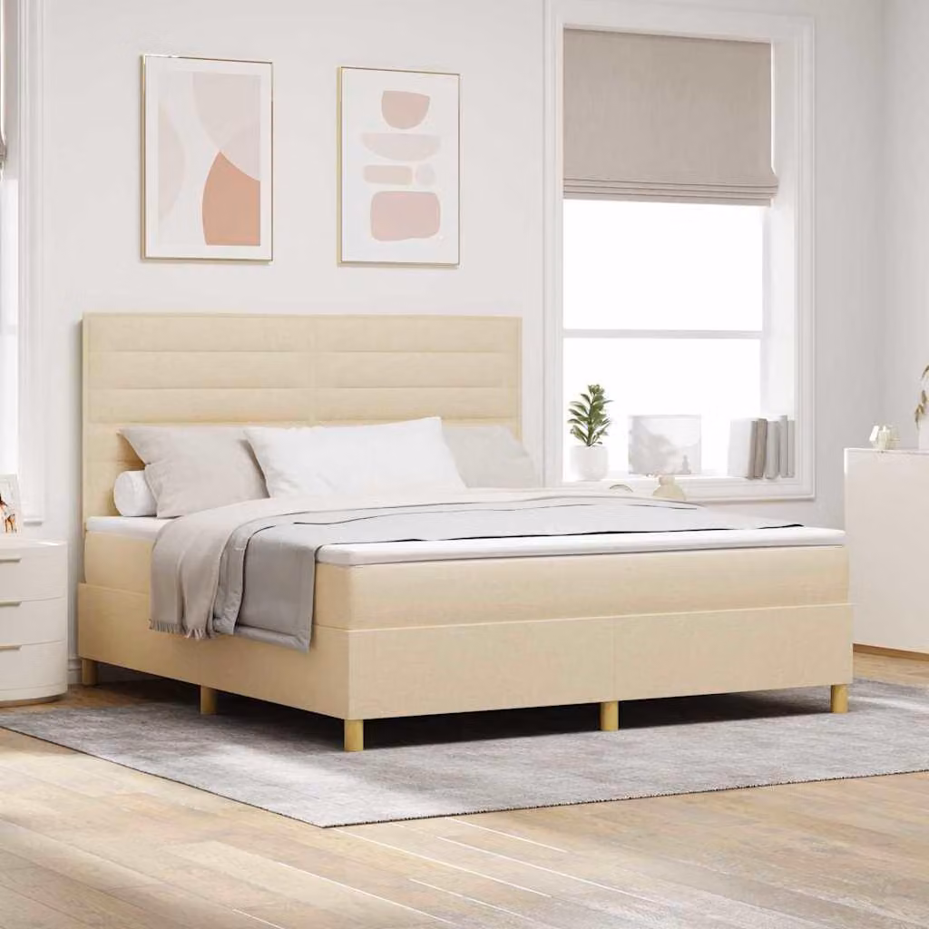 Maison Exclusive - Letto boxspring con materasso Crema 180 x 200 cm Tessuto