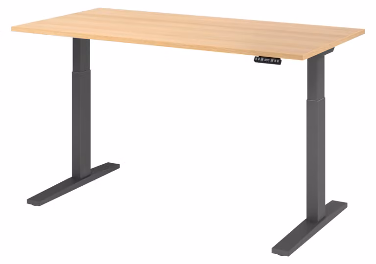 Scrivania elettrica bümö XMKA - Dimensioni: 160 x 80 cm, struttura: grafite, decorazione: rovere