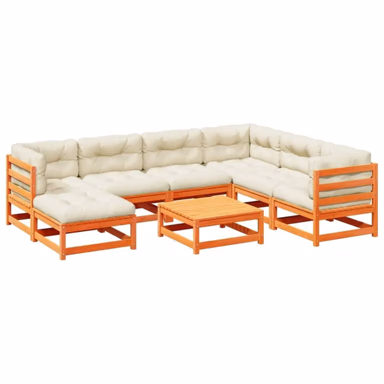 Maison Exclusive - Set Divani Giardino 8 pz con Cuscini Marrone Cera Massello Pino