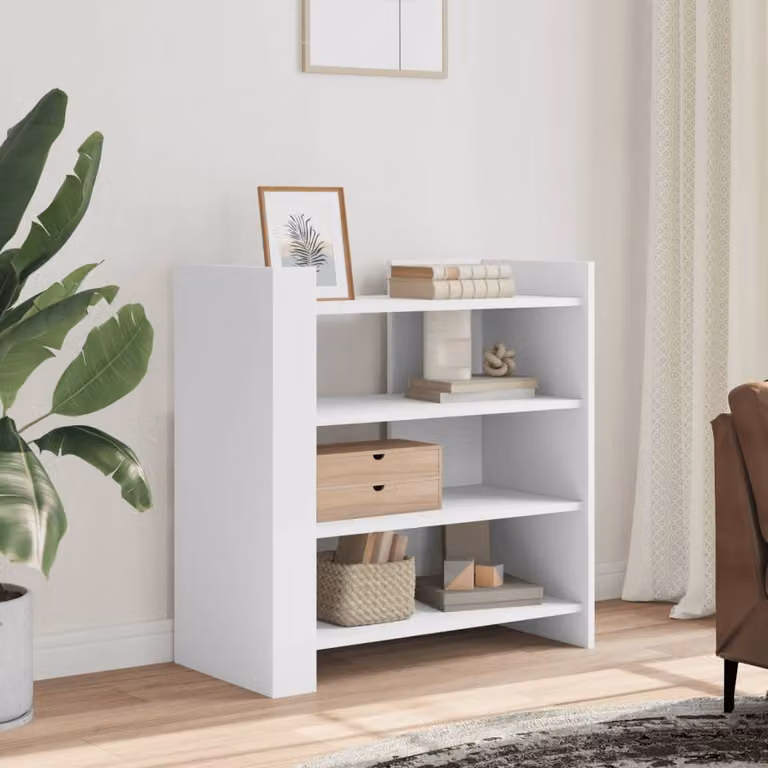Credenza bianca vidaXL in legno multistrato e MDF con design minimalista a parete L: 73,5 cm, P: 35 cm, H: 75 cm