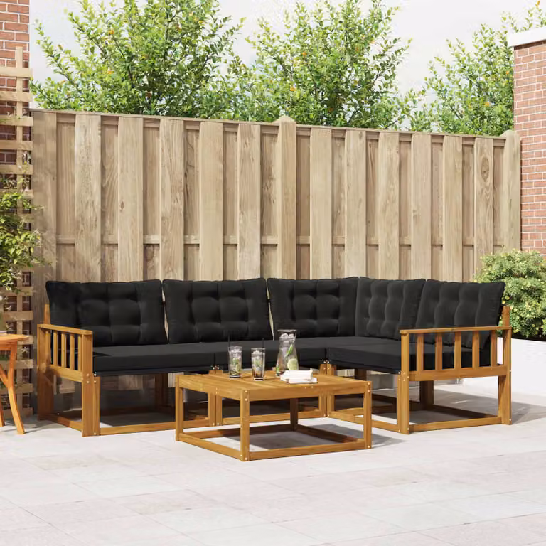 vidaXL Set di divani da esterno 5 pz Naturale e Nero