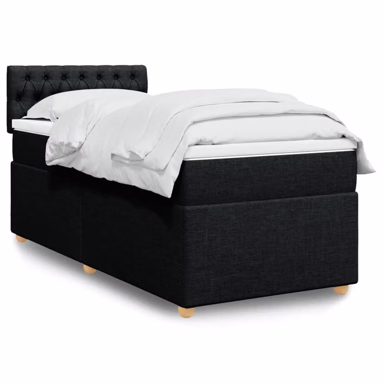vidaXL Letto Ibrido con Materasso Nero e Struttura Imbottita L/P/H: 90 x 190 x 100,5 cm