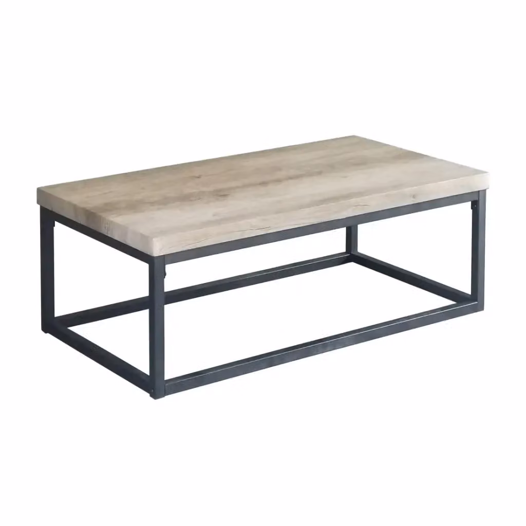 Tavolino rettangolare Meublorama con piano in legno beige e gambe in metallo nero per il tuo soggiorno – 2