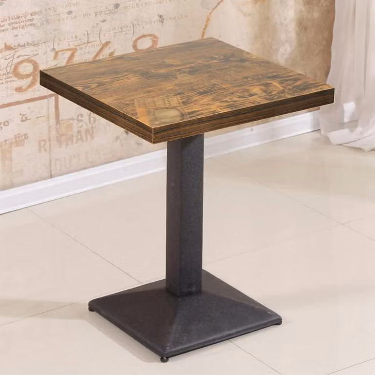 Tavolo da pranzo, tavolo da cucina, quadrato, piano in legno di quercia, gambe in metallo, 60x60x75 cm