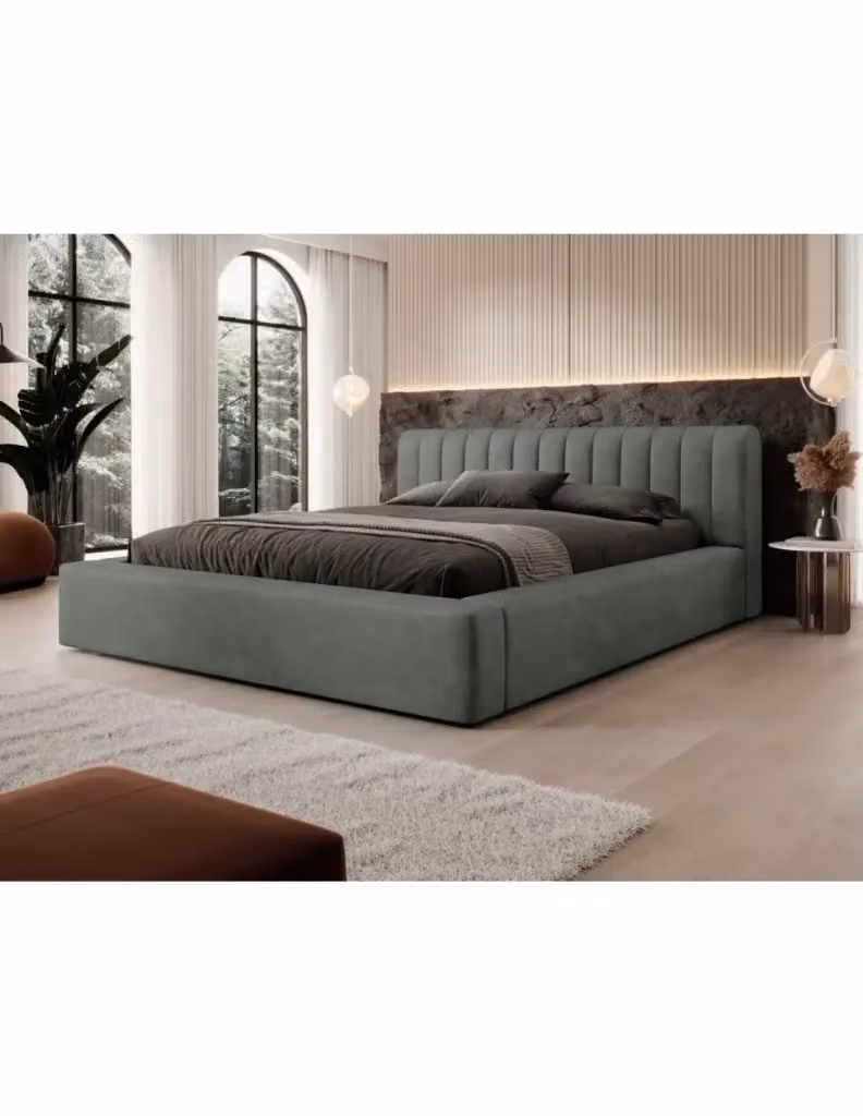 Lettino CERVIN Meublorama in velluto verde con rete sollevabile L: 160 cm, P: 200 cm, H: 86 cm – 2