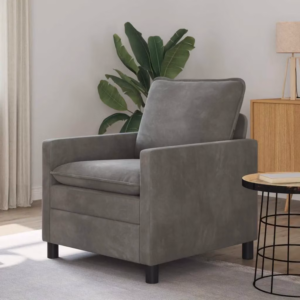 Divano moderno in velluto per soggiorno e camera da letto, colore antracite, L: 76 cm, P: 81 cm, H: 87,5 cm – 2