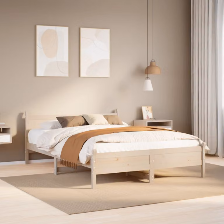 Letto senza materasso vidaXL in legno massello di pino rustico L: 120 cm, P: 200 cm