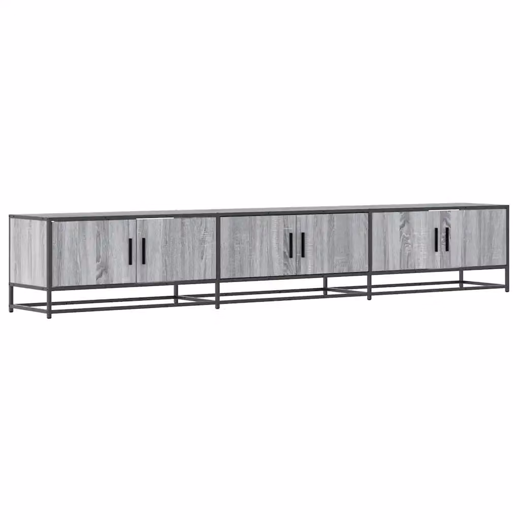 Mobile TV Industrial vidaXL in Legno e Metallo Grigio L: 240 cm, P: 35 cm, H: 41 cm – 2