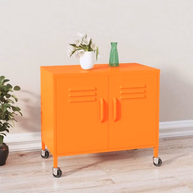 Armadietto in metallo vidaXL arancione con ripiani interni e ante a battente L: 60 cm, P: 35 cm, H: 56 cm