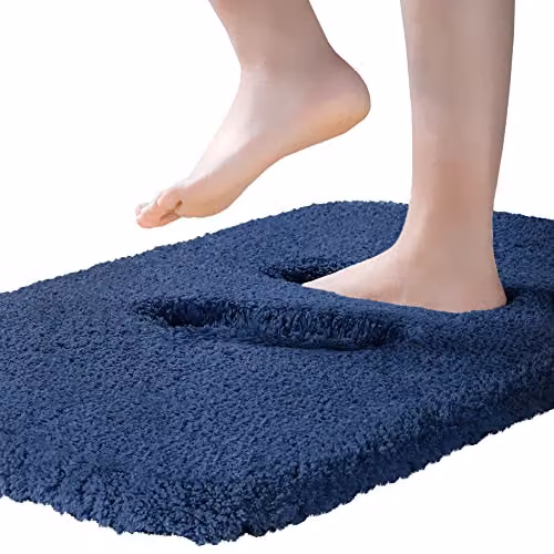 Tappeti da bagno Tappeti da bagno Tappeto da bagno Tappeto da bagno per bagno Anti antiscivolo Assorbente d'acqua lavabile in lavatrice Ultra spesso Microfibra morbida e soffice blu navy 50 × 80 cm