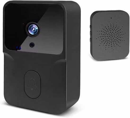 VHV - Campanello video - Campanello wireless con telecamera - 1080p - Nero - Per porta d'ingresso