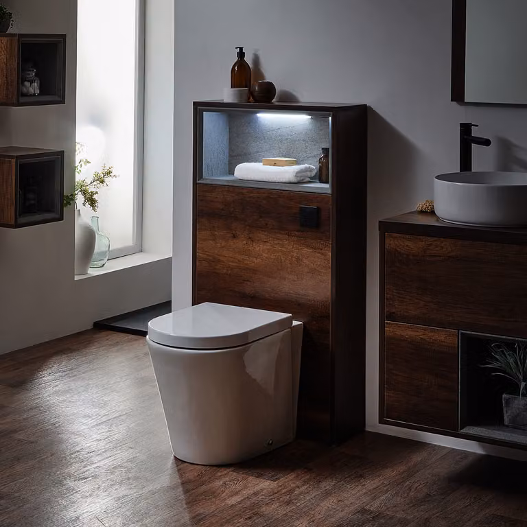 Mobile WC per Stanza da Bagno 600mm Colore Rovere Scuro Design Aperto - Hoxton