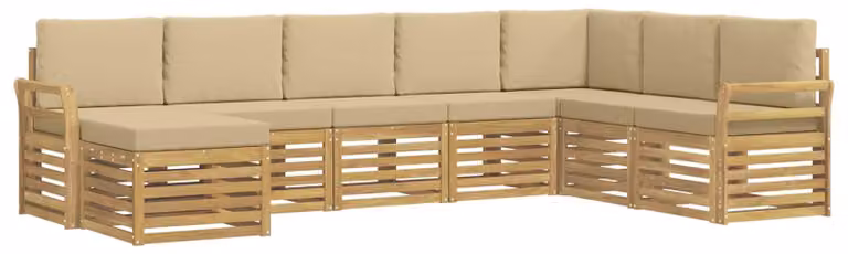 Set di divani da esterno, 8 pezzi, colore beige, dimensioni 308 x 190 x 73 cm