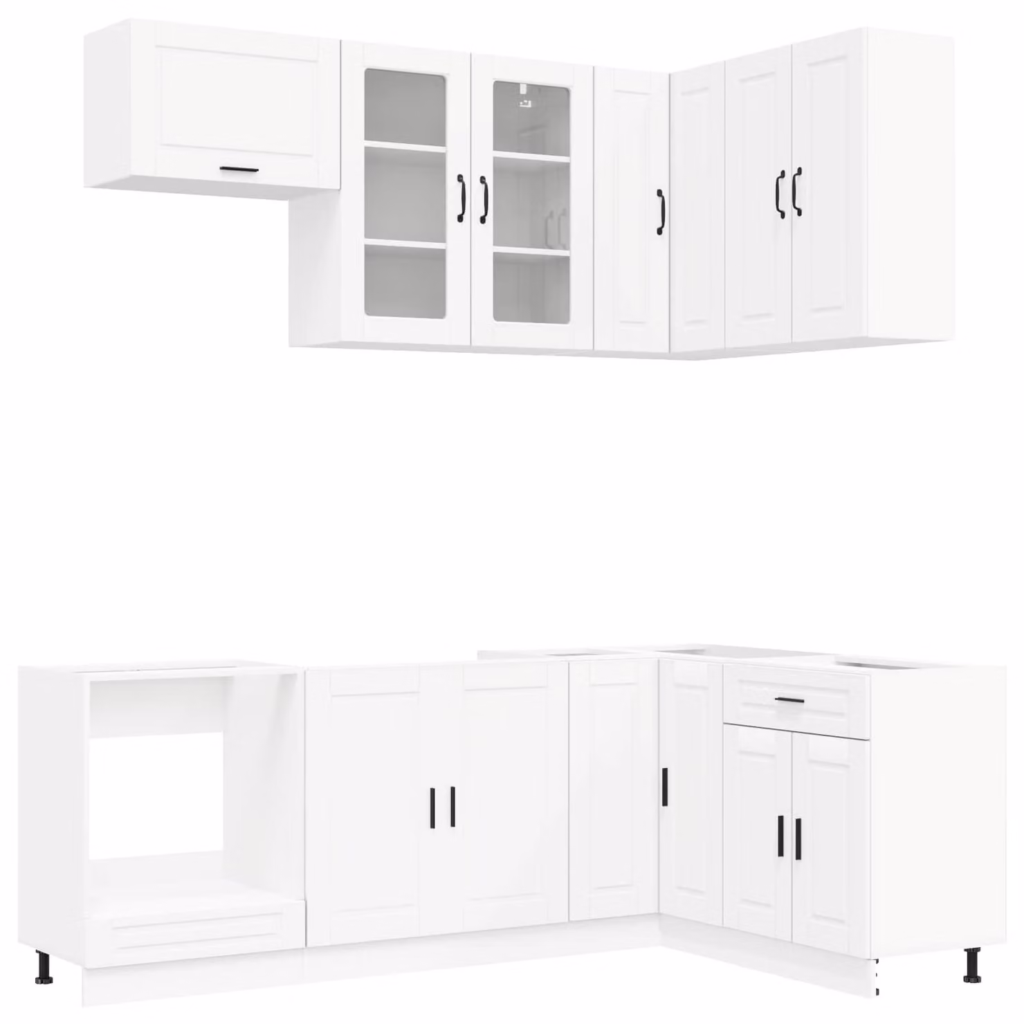 Set di cucina PORTO, 8 pezzi, bianco, legno ingegnerizzato