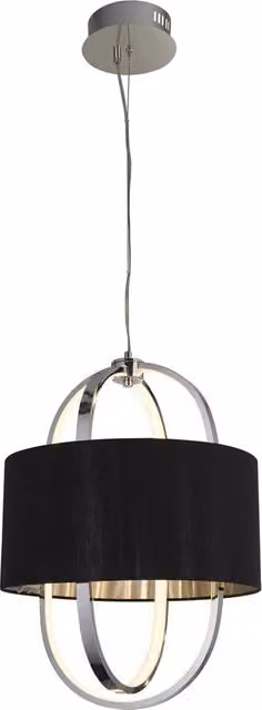 Lampadario Contemporaneo Madrid Acciaio Cromo Tessuto Nero Led 20W 3000K