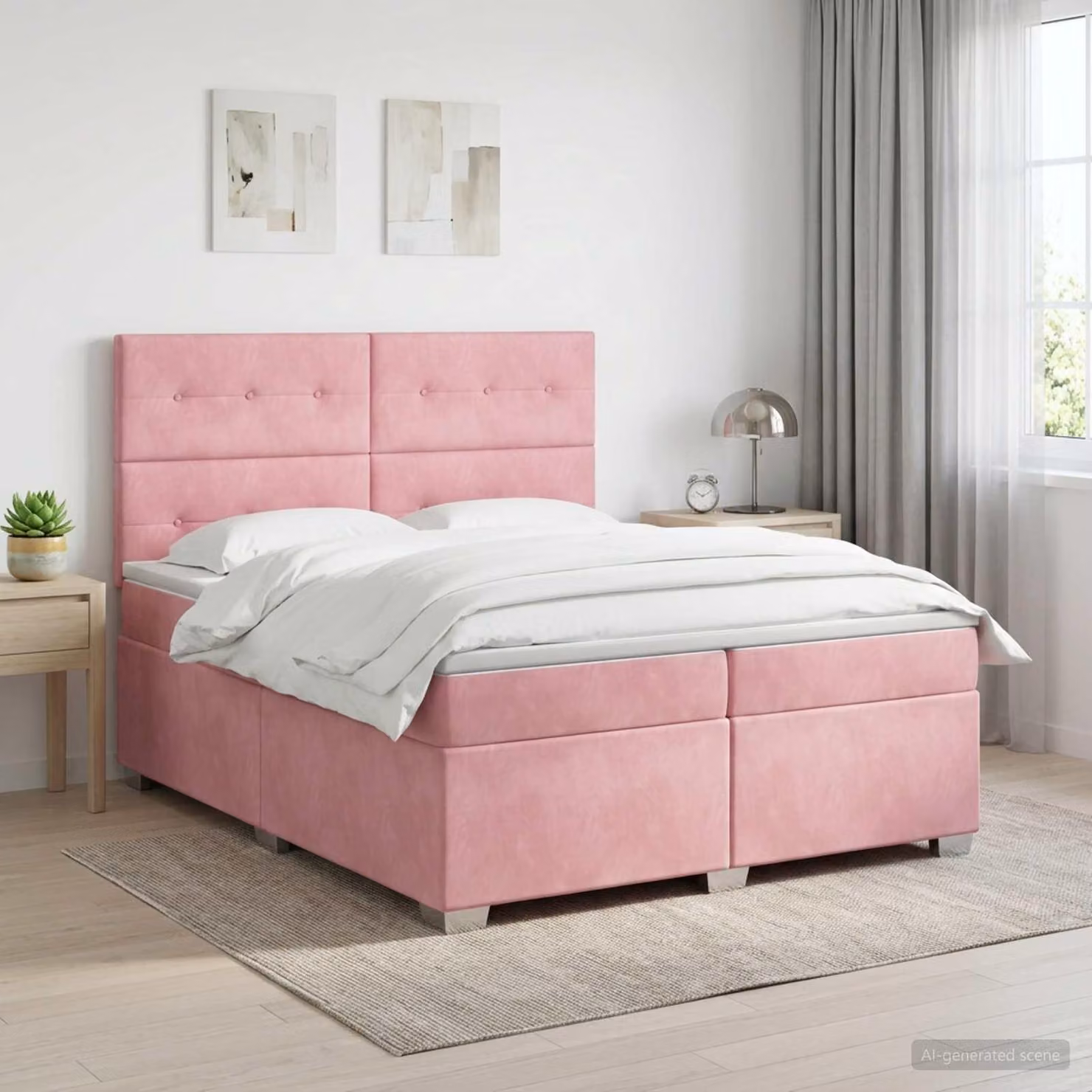 Maison Exclusive - Letto boxspring con materasso e testiera Rosa 200 x 200 cm in velluto