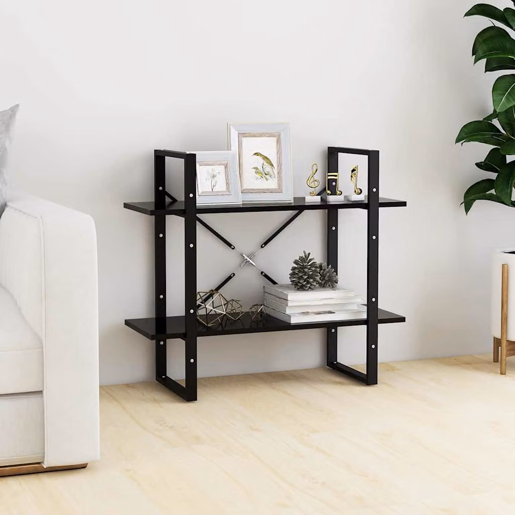 Libreria a 2 Ripiani vidaXL in Stile Industrial, Colore Nero, L/P/H: 80 x 30 x 70 cm