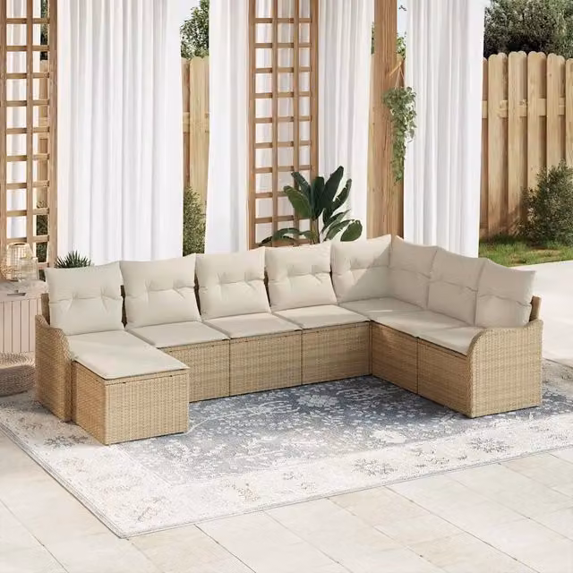 Set Divano da Giardino 8 pz Beige polyrattan 3345821