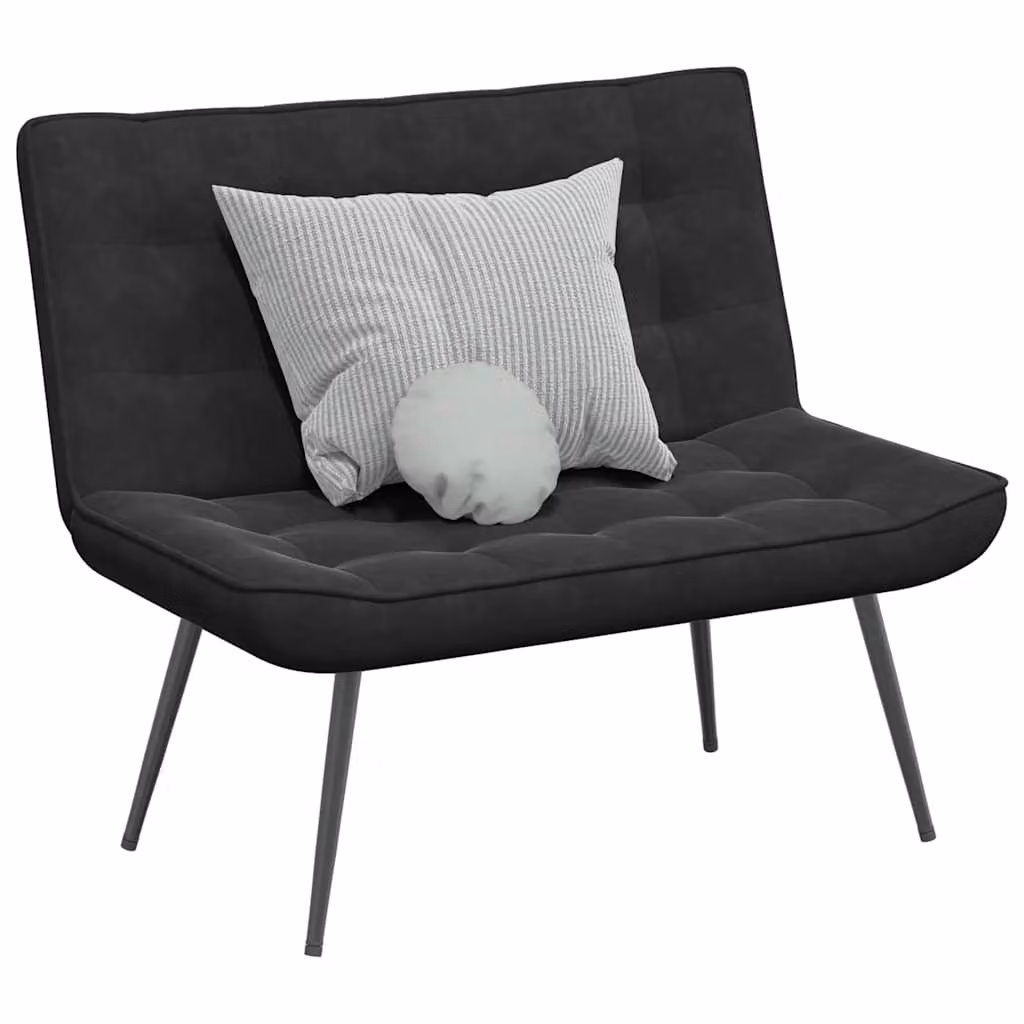 Panca moderna vidaXL in velluto nero con struttura in metallo L: 110 cm, P: 74 cm, H: 84 cm
