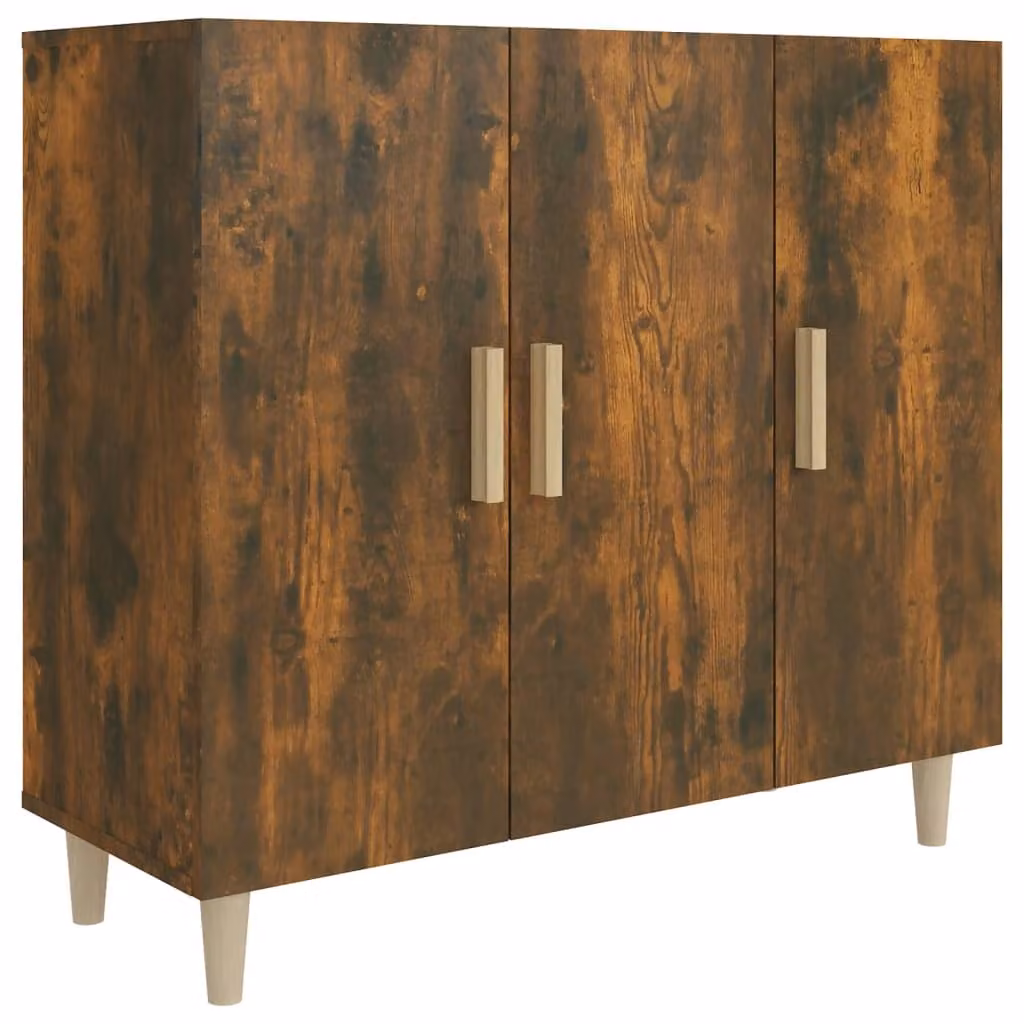 Credenza Rovere Fumo 90x34x80 cm in Legno Multistrato