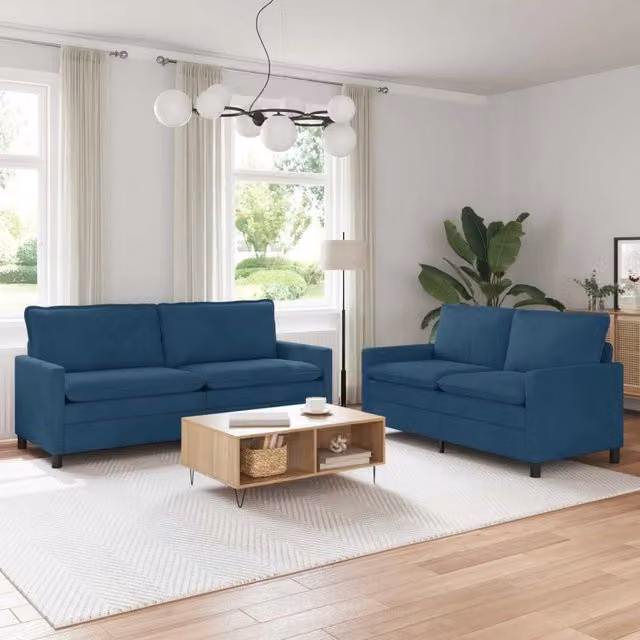 Set di divani 2 pz Blu Velluto 3417153