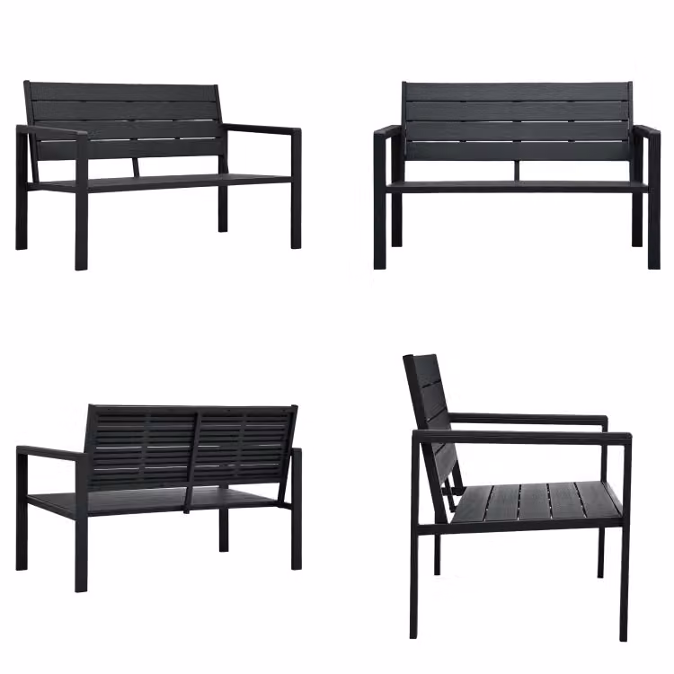 vidaXL Panca da giardino 120 cm HDPE nero effetto legno - Panca da giardino - Panca da giardino - Panca da patio - Panche da patio