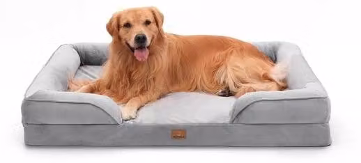 Cuscini ergonomici per cani di grossa taglia, imbottitura a forma di uovo in schiuma impermeabile, fondo resistente all'abrasione, 122 x 89 cm, color crema