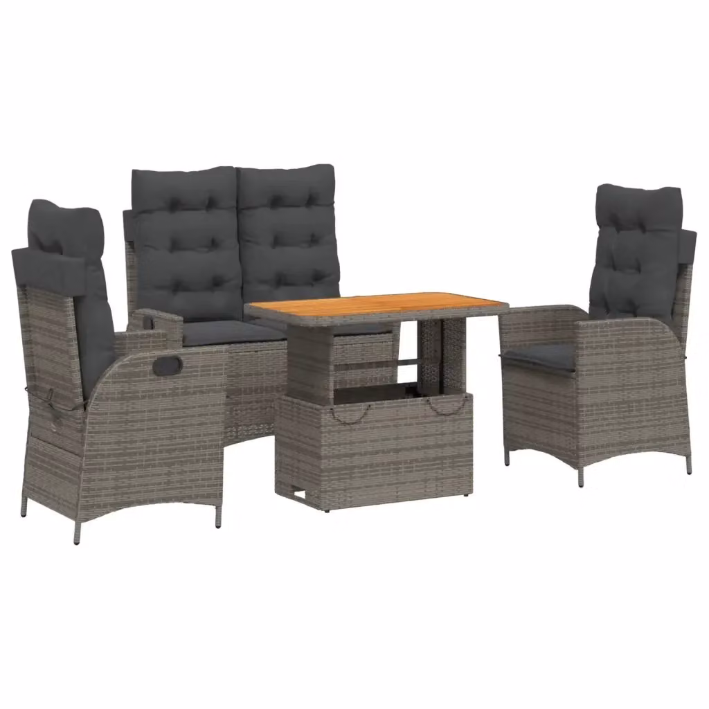 vidaXL Set da Pranzo da Giardino Moderno in Legno di Acacia Olio, 4 Pezzi, Marrone e Grigio – 2
