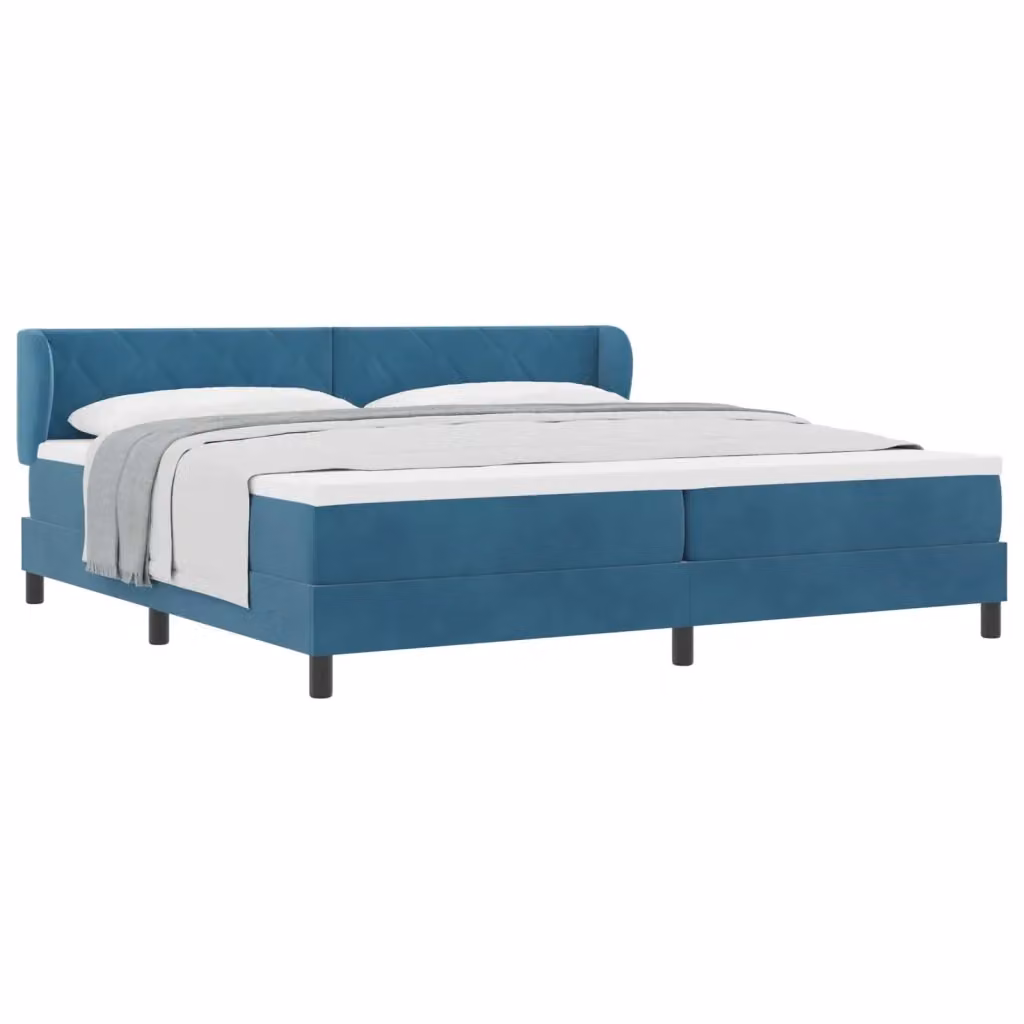 Letto a molle moderno vidaXL in velluto blu con testiera, L/P/H: 200 x 200 x 88 cm – 2