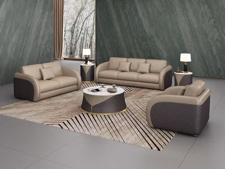 Garnitur Leder Designer Sofa Couch Polster 6tlg. Set Garnituren Couchtisch Tisch